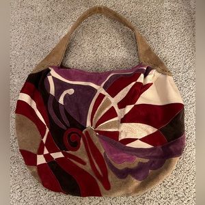 Lucky Brand suede and leather hobo bag